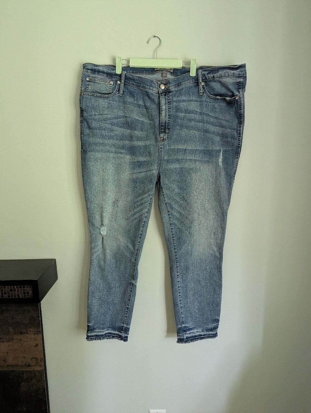 NEW J.CREW Point Sur Womens 37 Hightower Straight Jean Stretch Raw Hem Distress